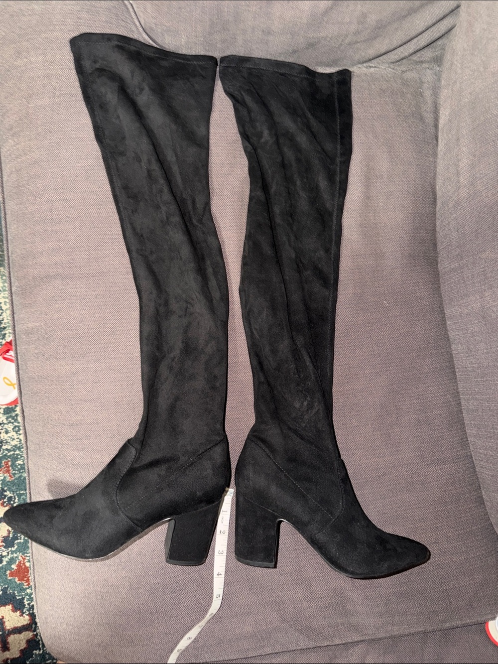 Women's Black Over-the-Knee Block Heel Boots